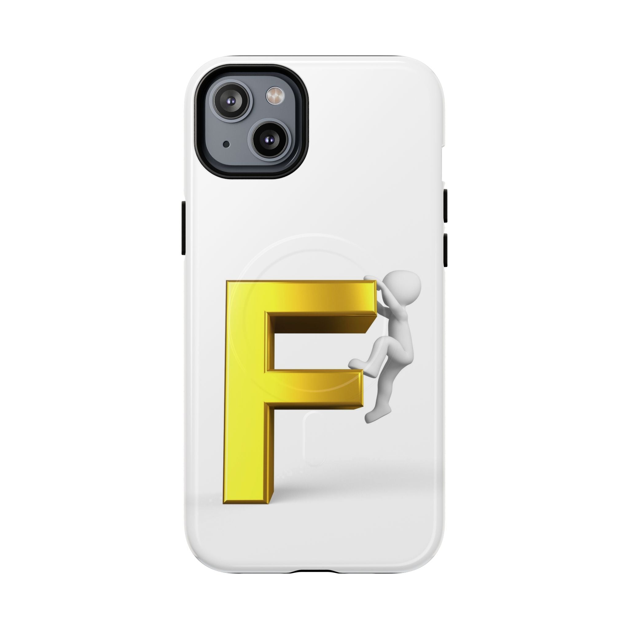 3D Gold Letter F Climber Phone Case | Magnetic Tough Case