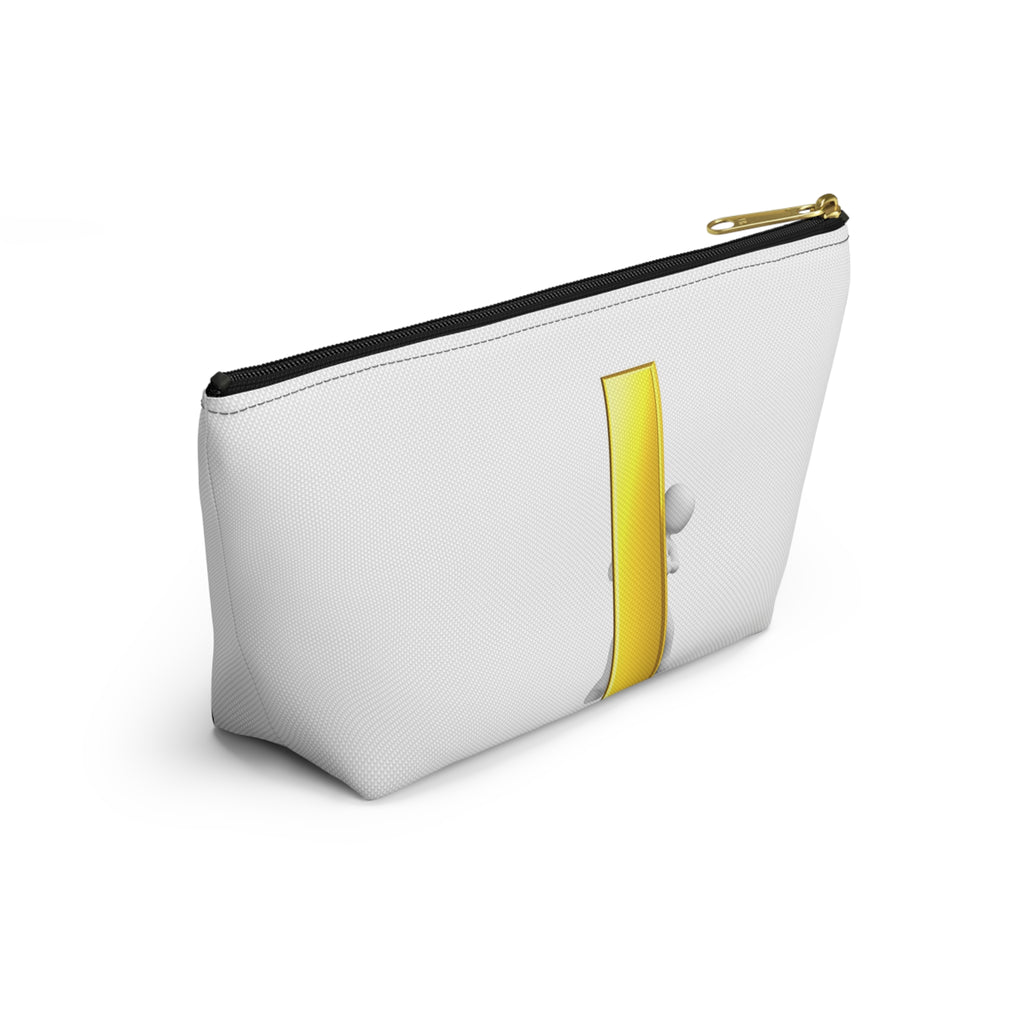 3D Stick Figure Holding Gold Letter i Accessory Pouch | T-Bottom Cosmetic Bag