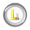 Golden Letter L with Mini Figure Compact Travel Mirror | Initial L Mirror