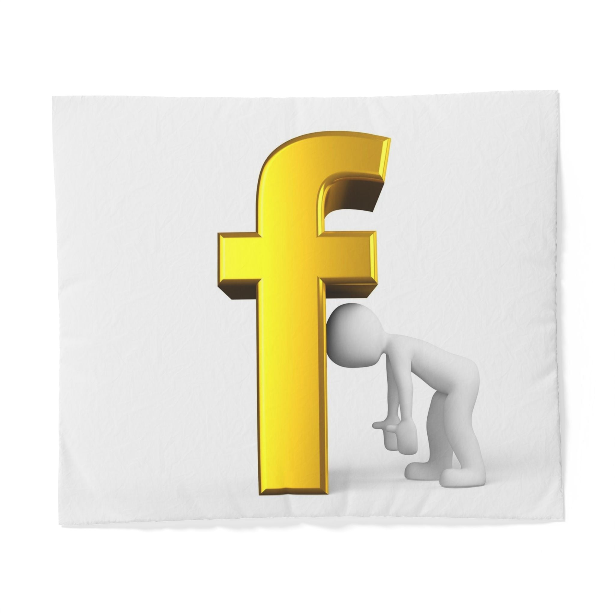 3D Gold Letter F with Figure Cotton Duvet Cover | Typography Bedding