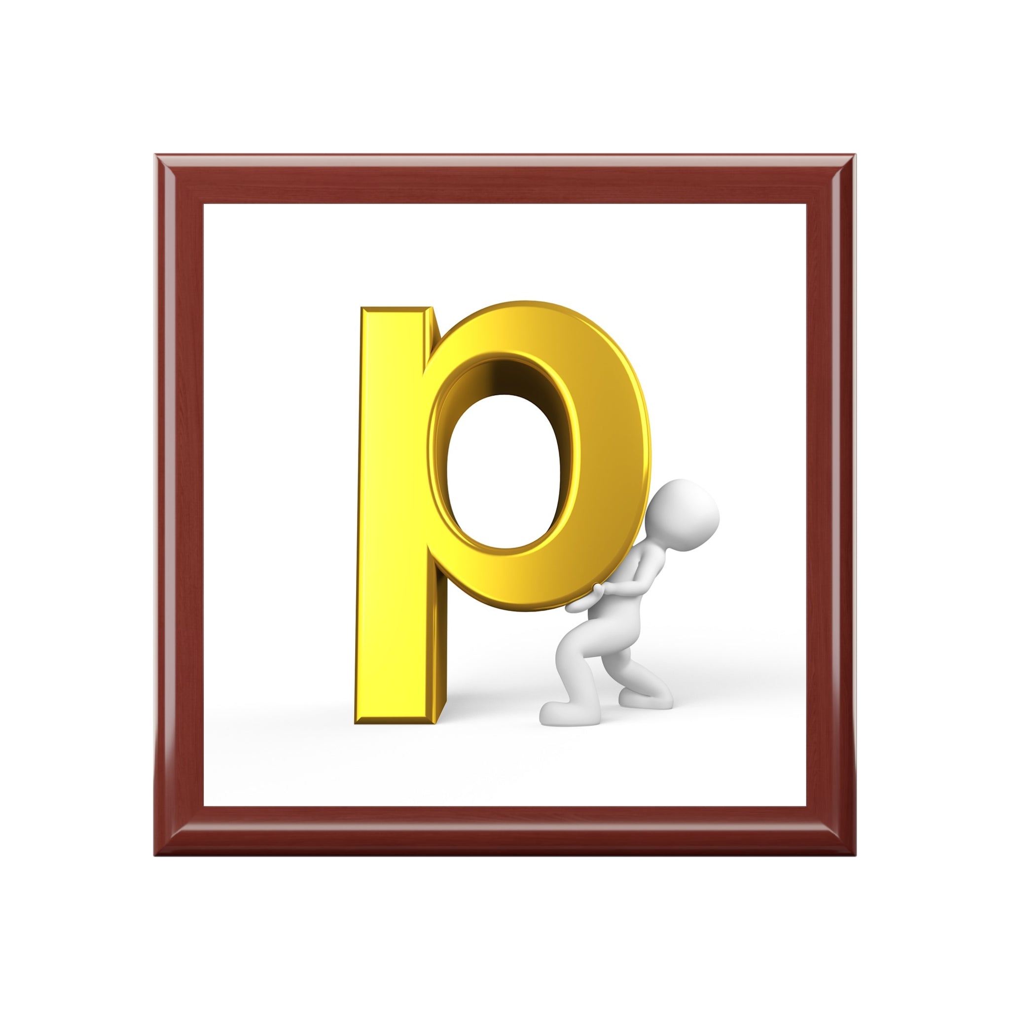 Gold Letter P Illustration Jewelry Box | Monogram Trinket Keepsake