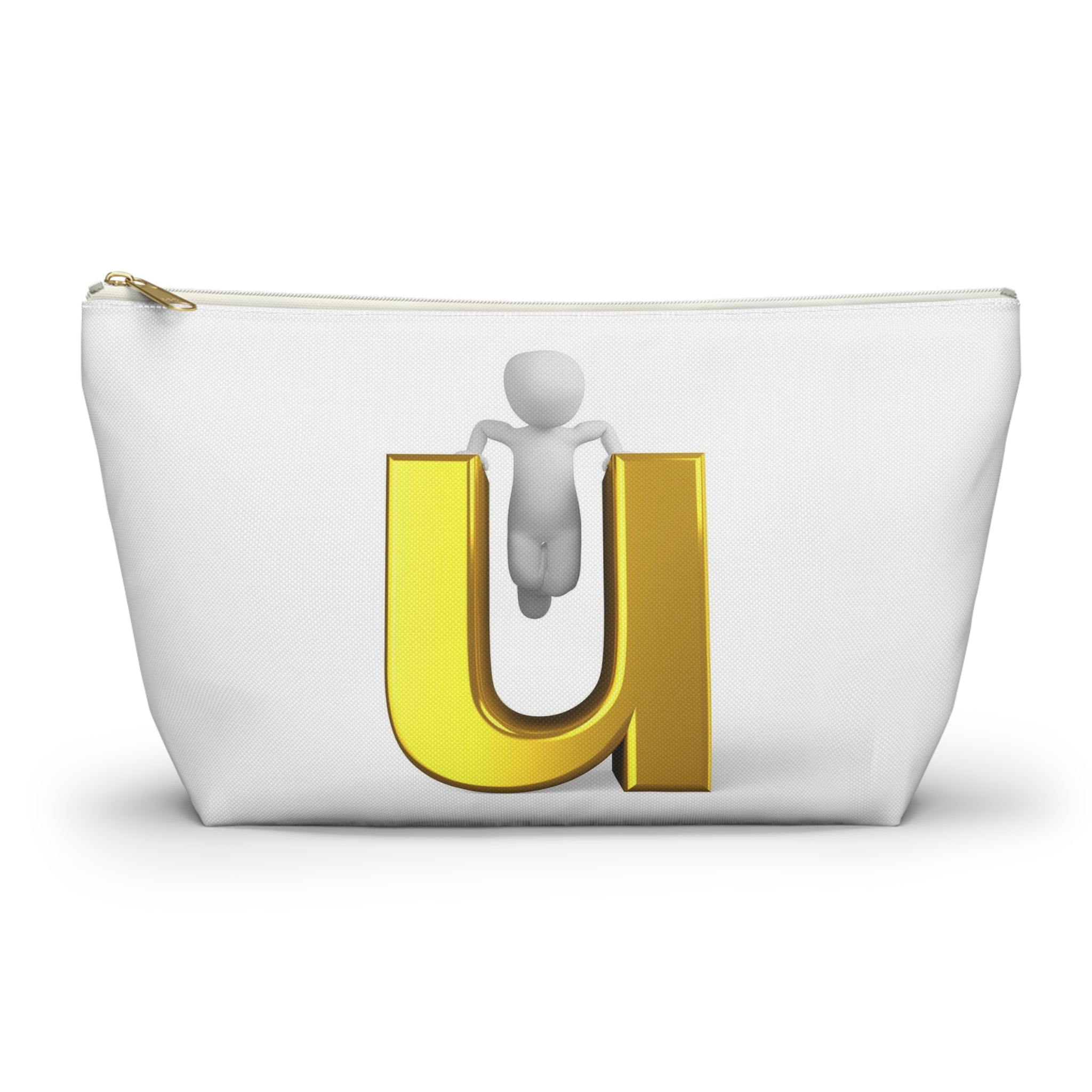 Trousse de Toilette 3D Bonhomme Allumette Escaladant la Lettre U Dorée