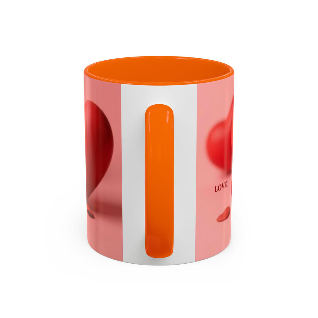 Red Heart Love Design Accent Coffee Mug | Valentine Heart Ceramic Mug