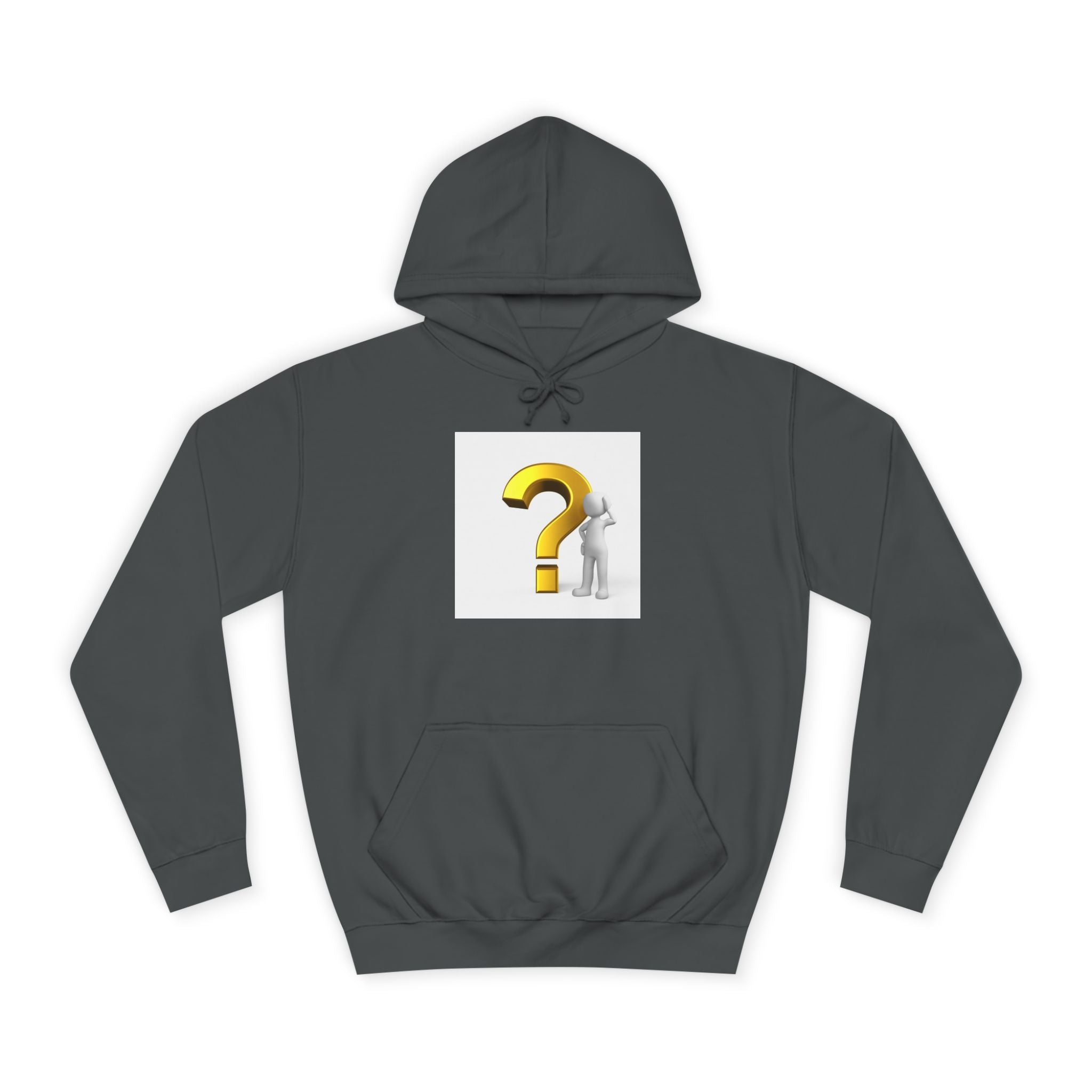 Gold Question Mark with Thinking Figure Hoodie | Mystery Design, Minimalist