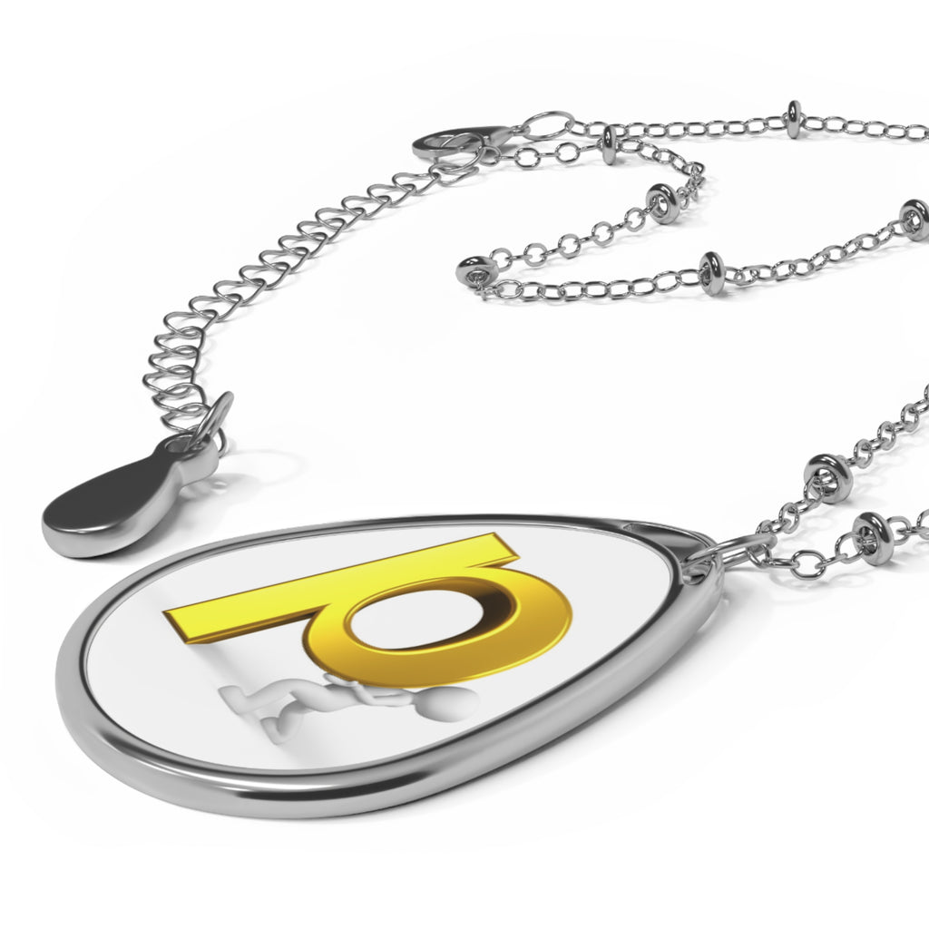 Personalized Oval Pendant Necklace — Gold Initial "P" Monogram Teardrop Necklace