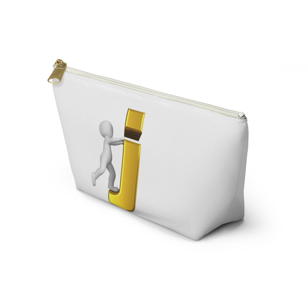 Stick Figure Pushing Gold Letter J Accessory Pouch