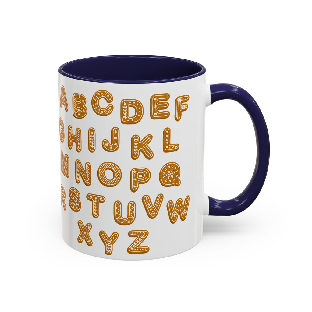Lebkuchen-Alphabet-Tasse Akzent-Kaffeetasse | Keksbuchstaben-Muster