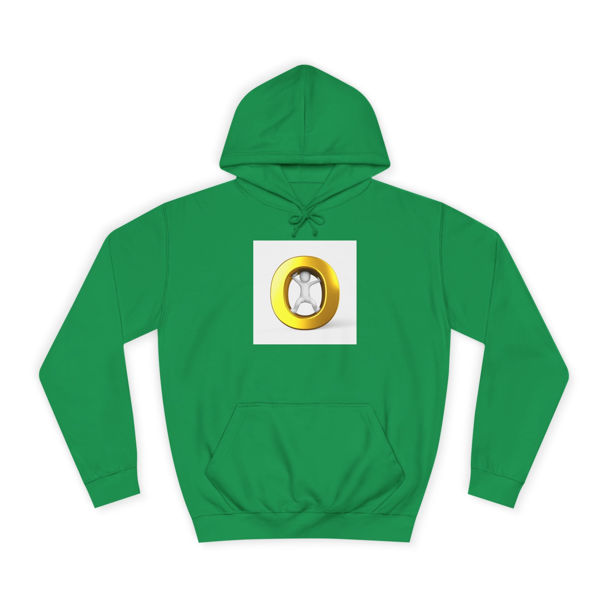 Gold Letter O with Abstract Figure Hoodie | Minimal Graphic Sweatshirt