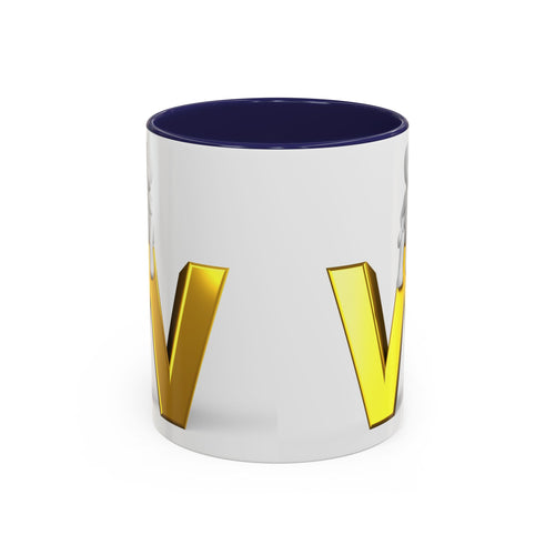 Mug Lettre W 3D avec figurine assise | Mug à café bicolore