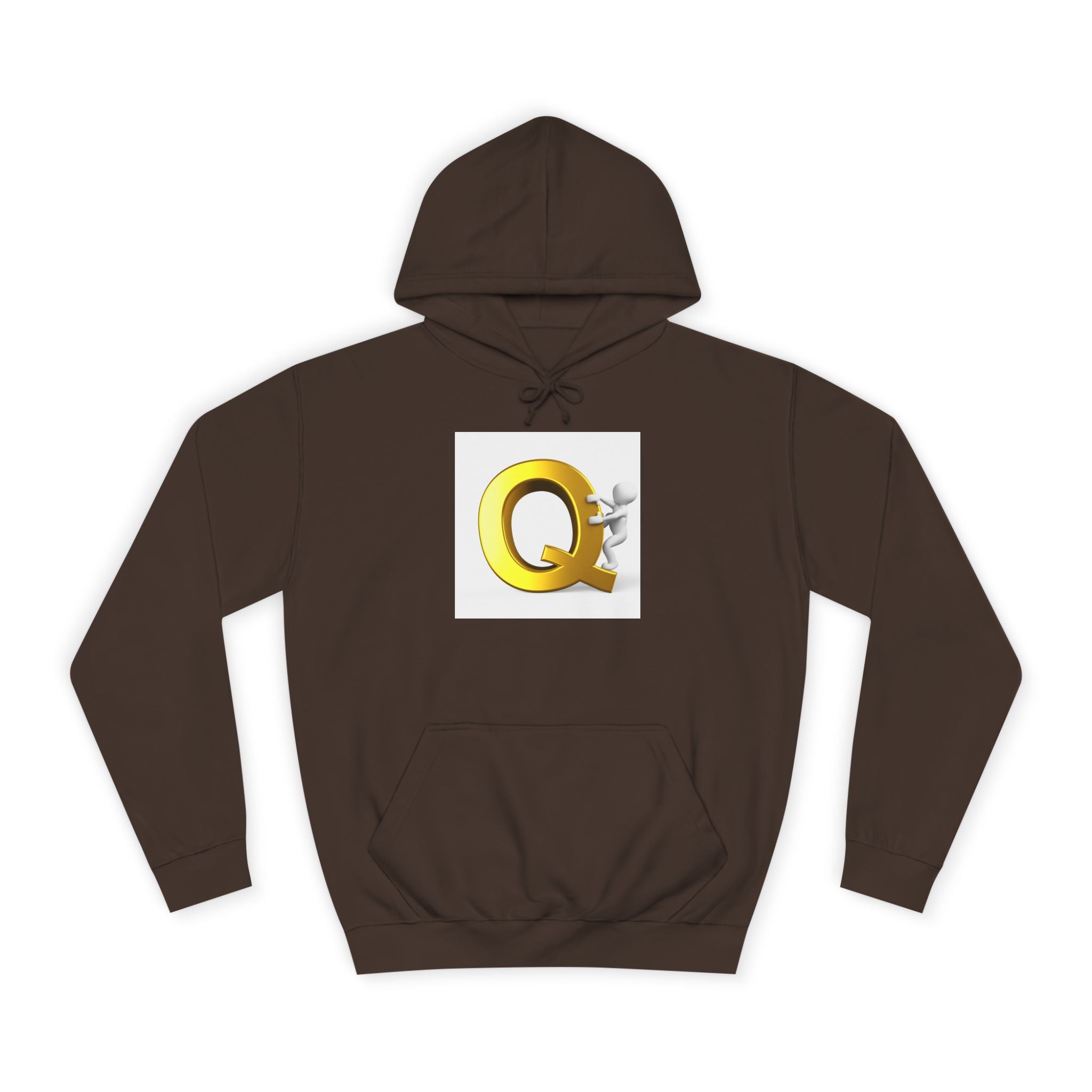 Golden Q Letter Hoodie | 3D Character Climbing Initial Sweatshirt