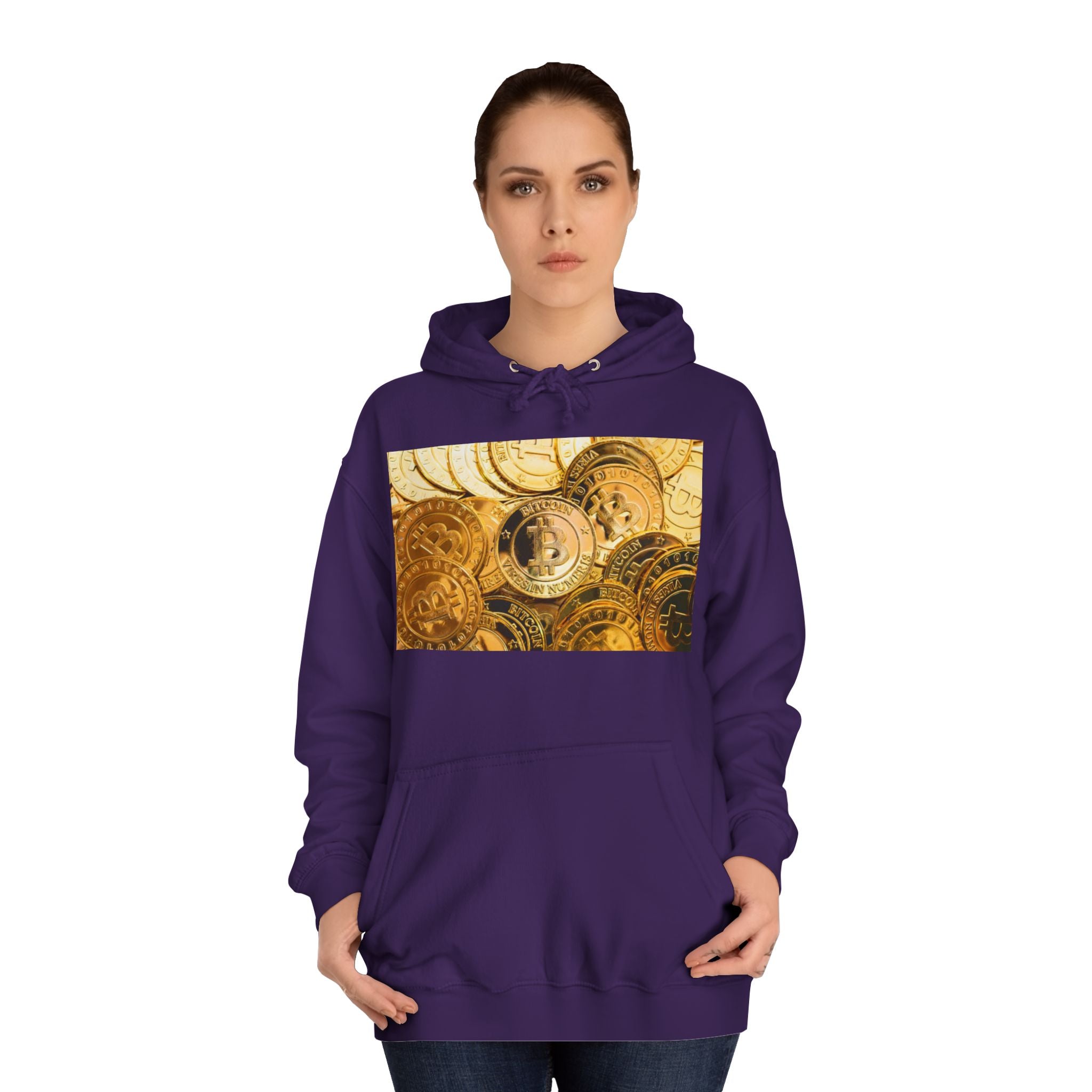 Golden Bitcoin Coins Hoodie | Crypto Cryptocurrency Crypto Art, Digital Currency Apparel