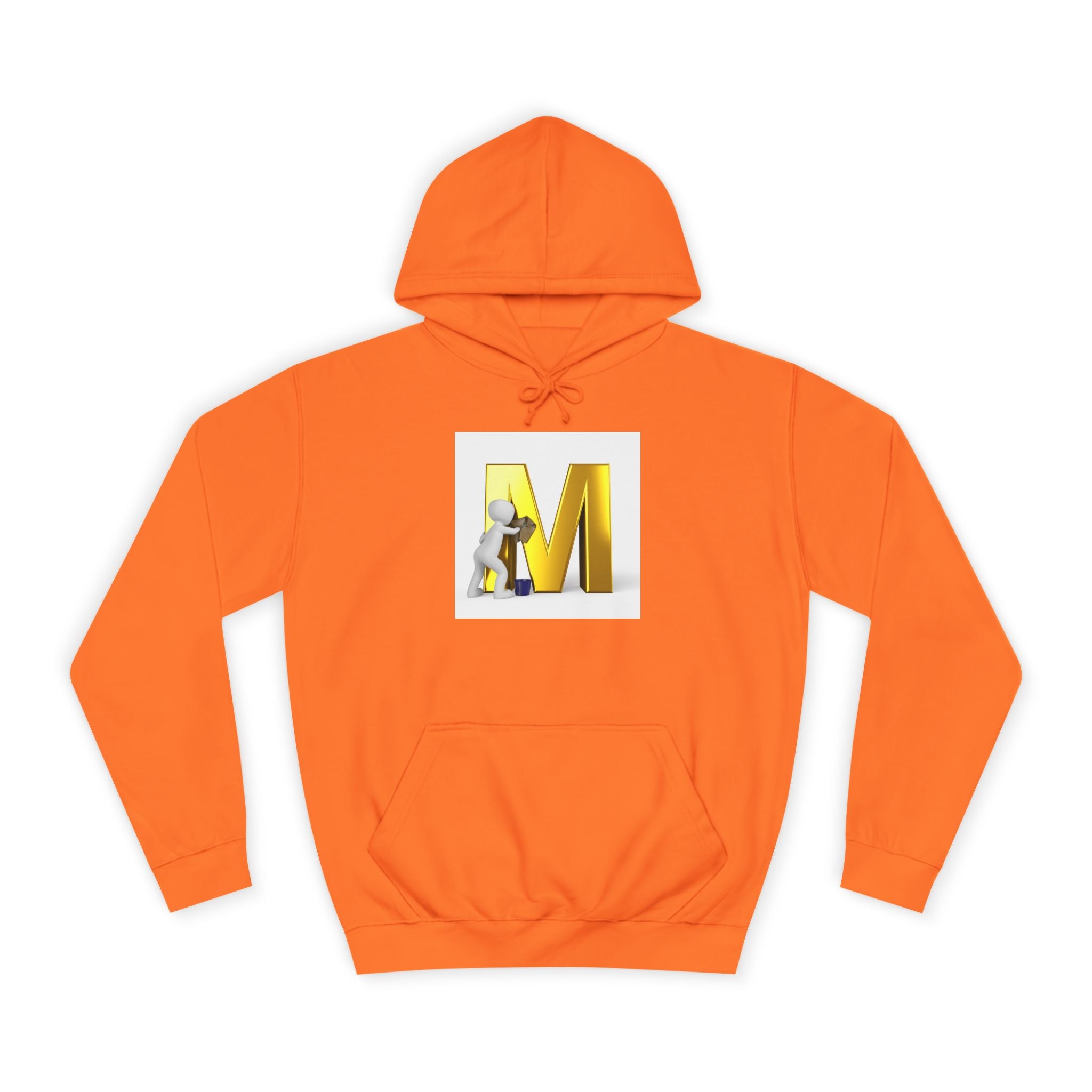 Gold Letter M with Figure Hoodie | Monogram Initial M Sweatshirt