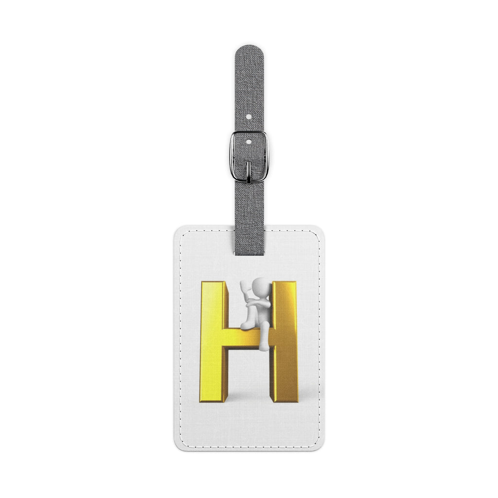 Gold Letter H Monogram Luggage Tag | Rectangle Saffiano Polyester