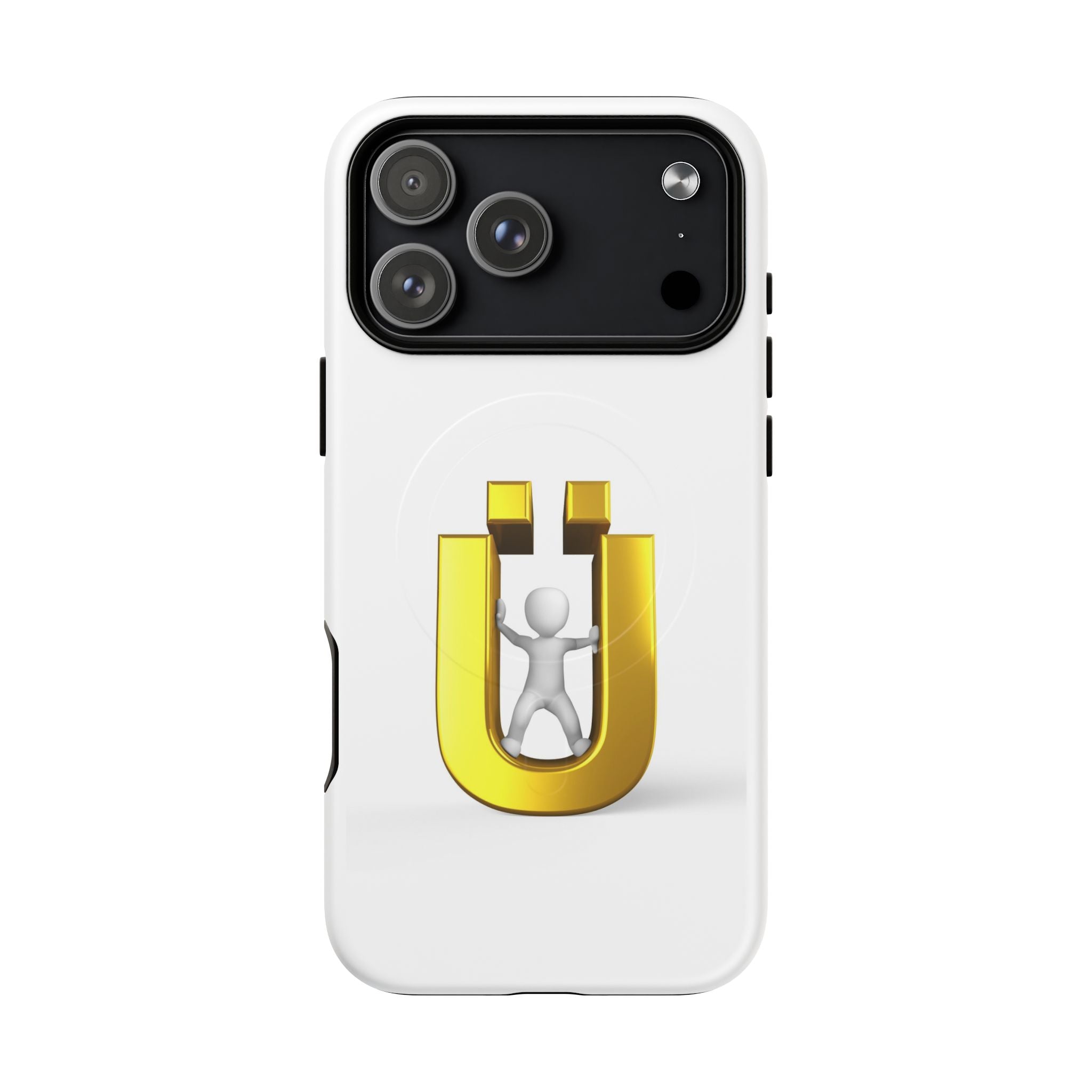 Coque de téléphone à logo lettre Ü dorée | Coque magnétique robuste