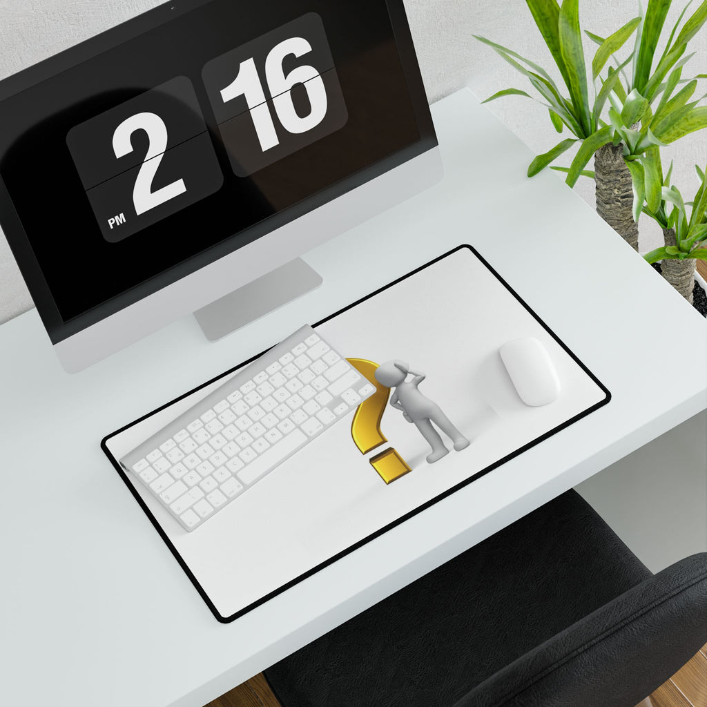 Question Mark Figure Desk Mat | Large Minimalist Gaming Mousepad