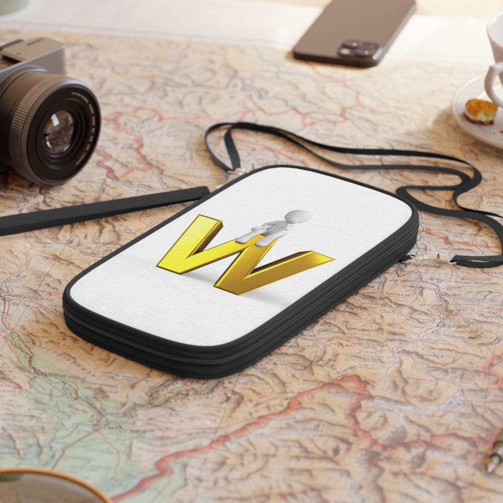 Gold Letter W with 3D Figure Passport Wallet | Monogram Initial Travel