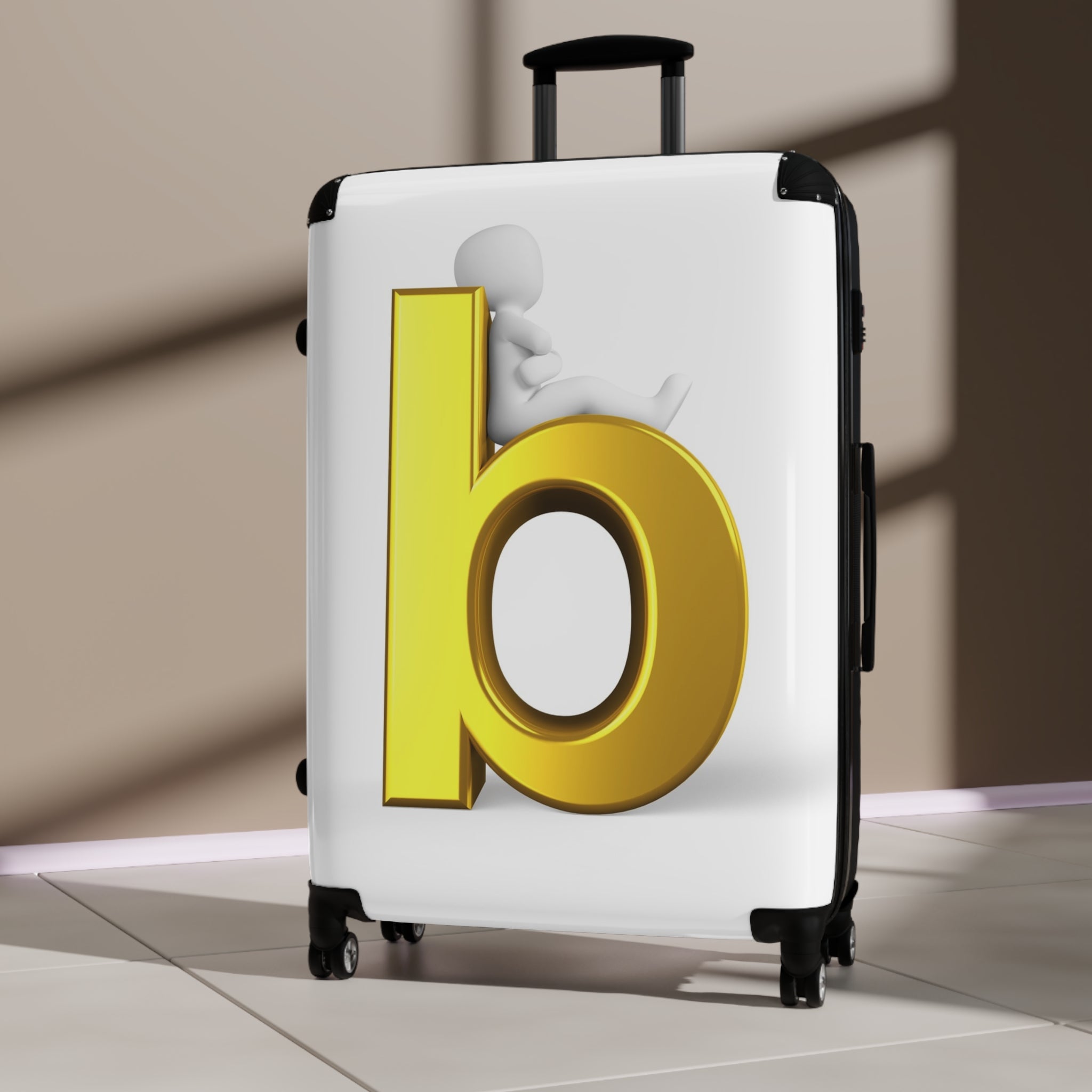 Gold Letter B Suitcase | Monogram Luggage