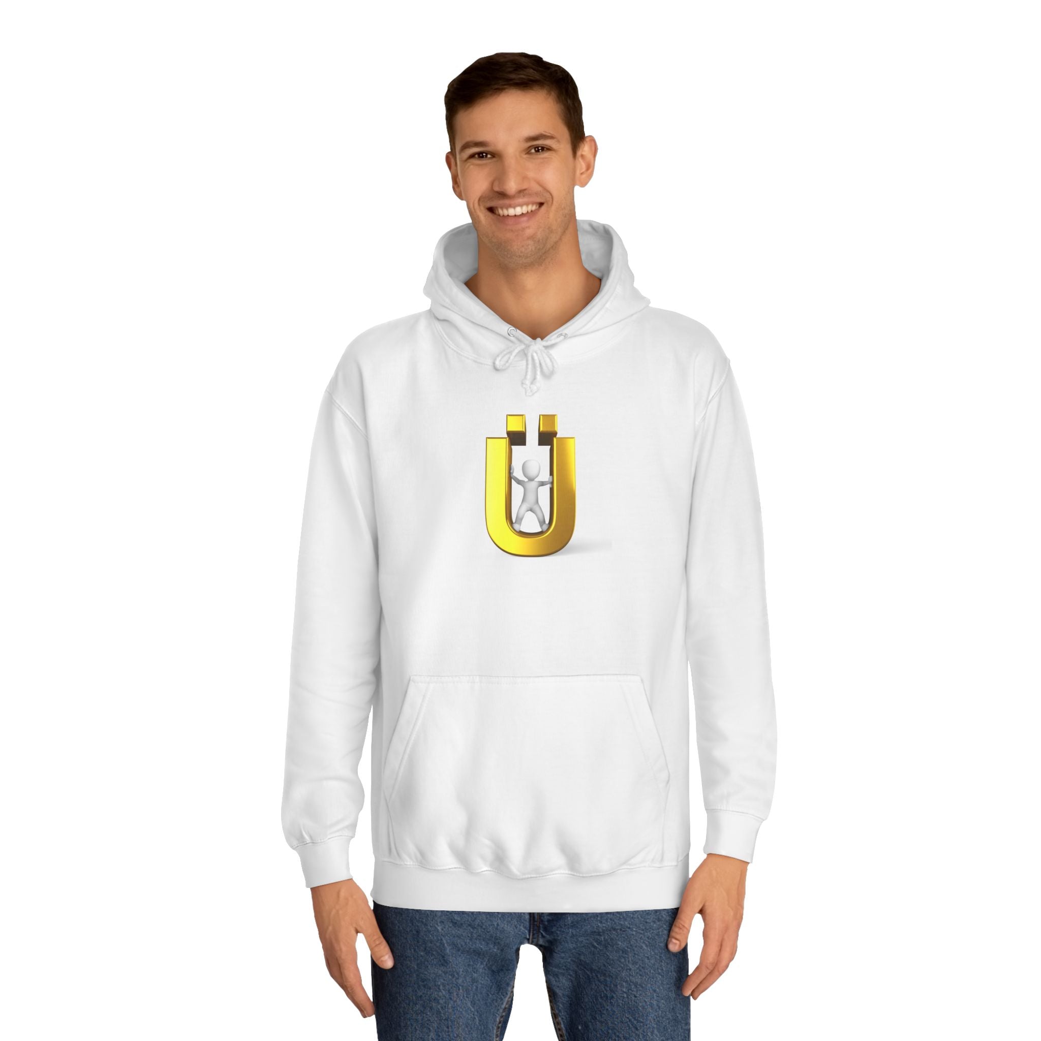 Gold Ü Letter Logo Hoodie | 3D Person Initial U Sweatshirt