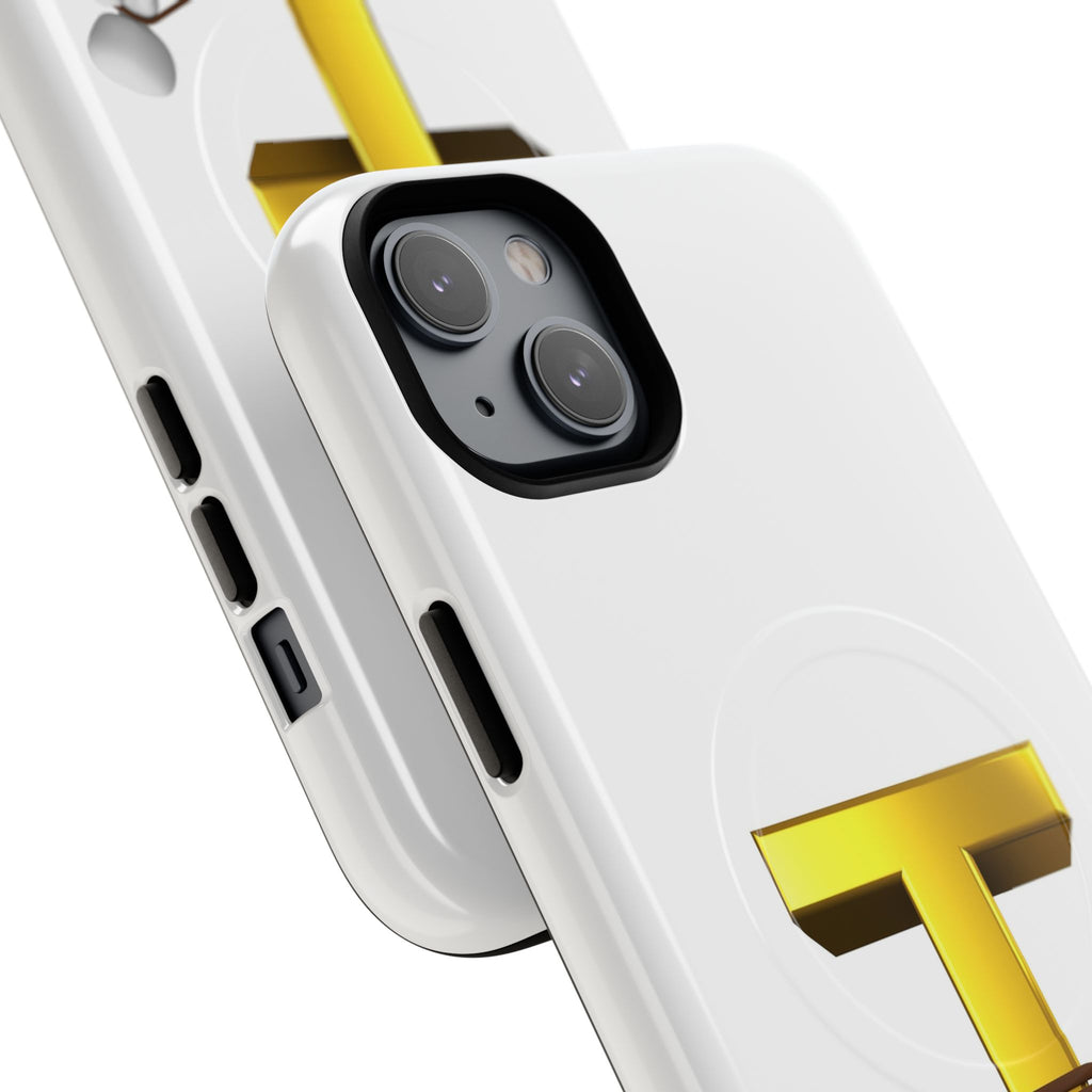 Gold Letter T with Tugging Figure phone case | Magnetic Tough Case