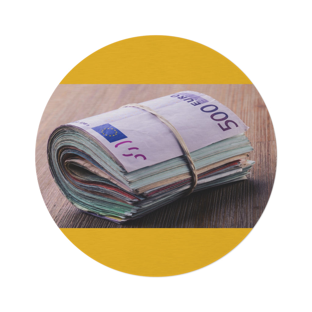 Rolled Euro Banknotes Round Rug | Money Stack Decorative Floor Mat