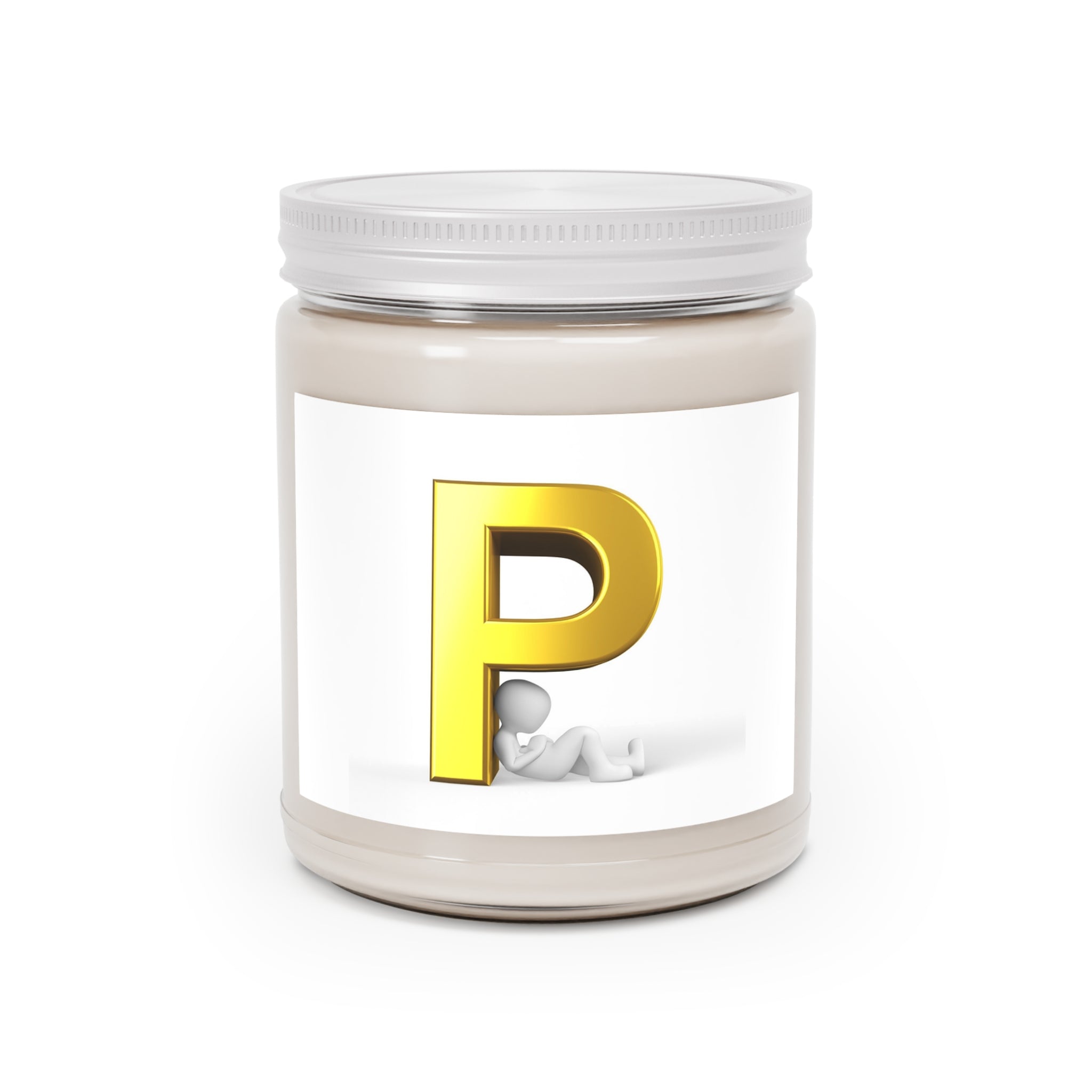 Gold Letter P Initial Candle 9oz Soy Candle