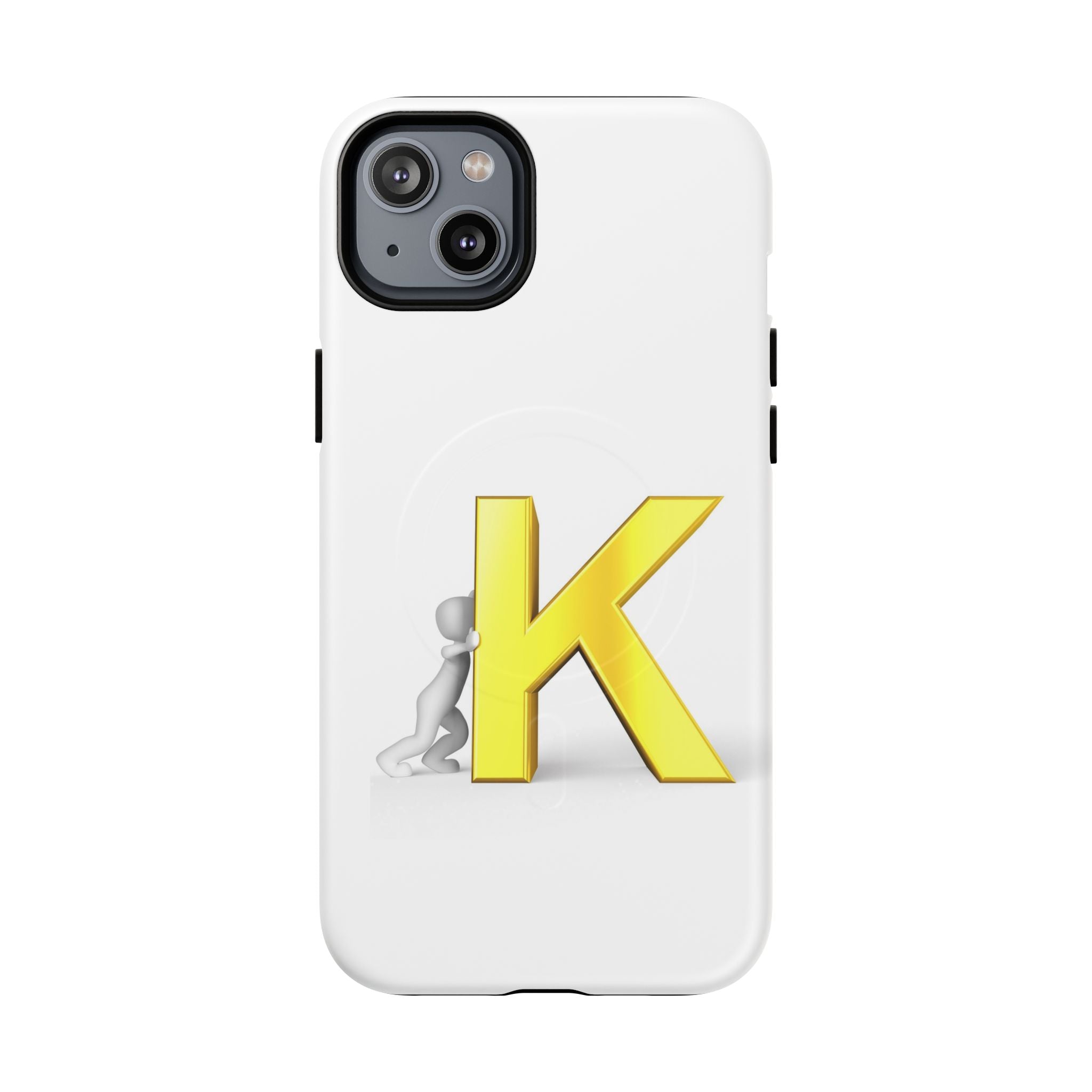 Yellow K Letter Phone Case | Tough Magnetic Case, Monogram Initial K