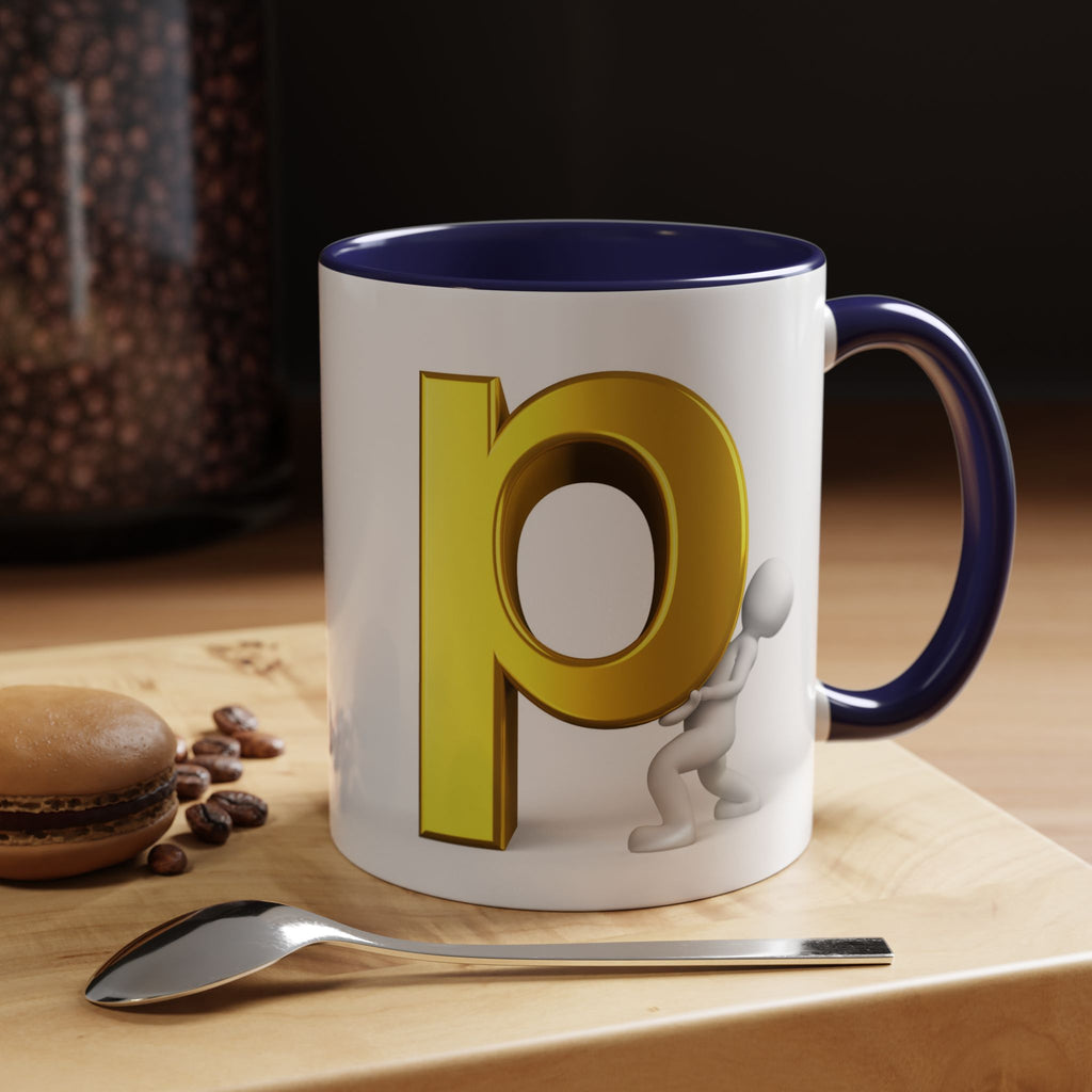 Tasse à café 3D lettre P | Tasse à anse colorée 325 ml ou 443 ml