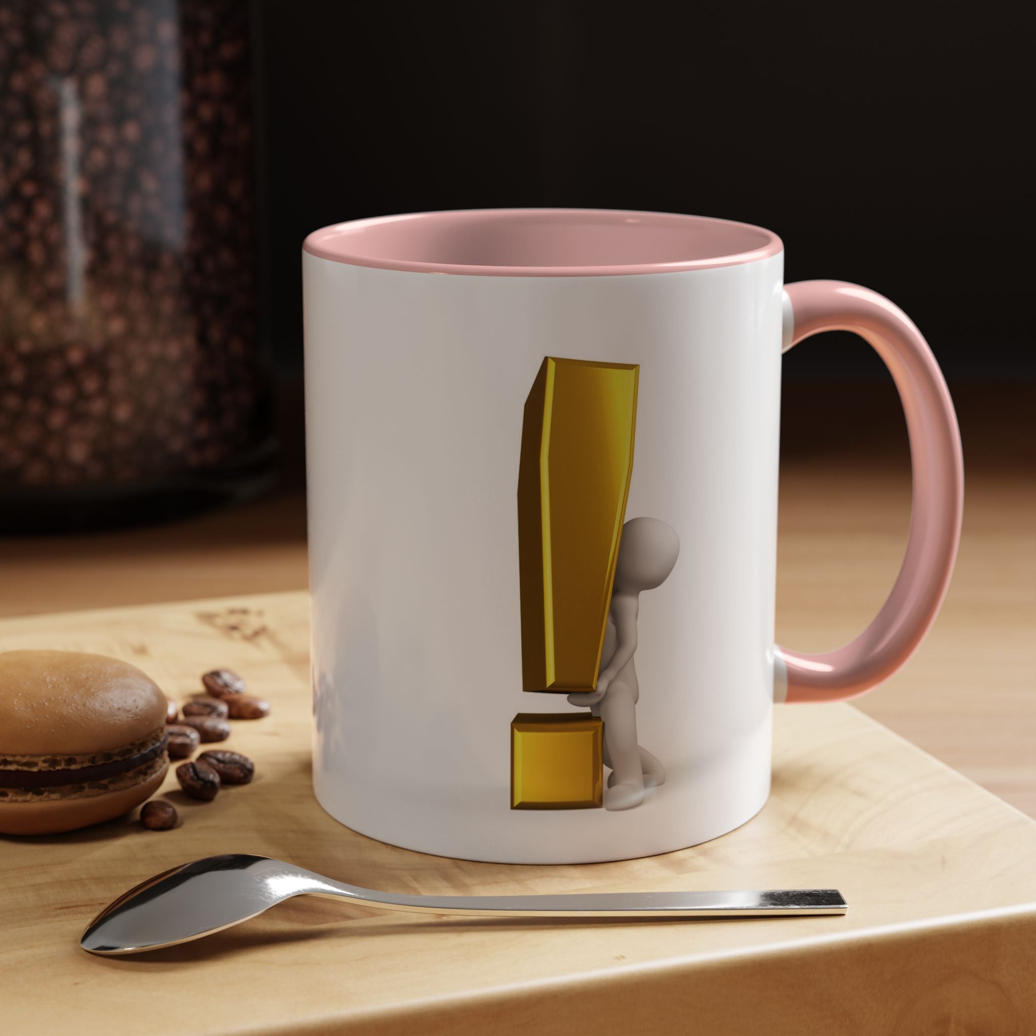 Mug Bonhomme Allumette Tenant un Point d'Exclamation Doré | Mug à Café Original 325ml 444ml