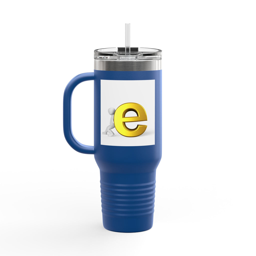 Yellow 3D Letter E Character Travel Mug | Insulated 40oz Tumbler