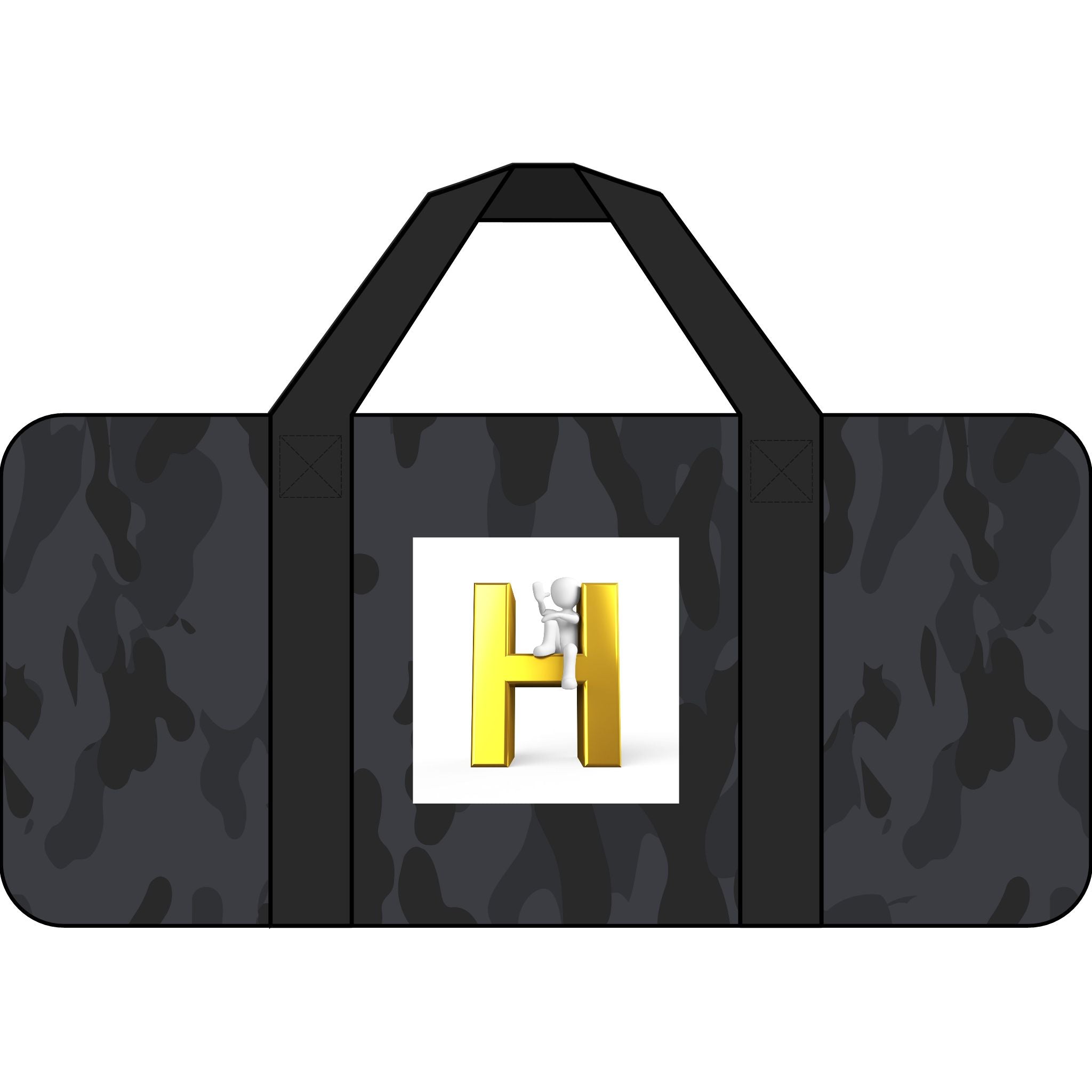 Yellow H Letter Logo Tripper Duffel Bag | Checkered or Camo Strap