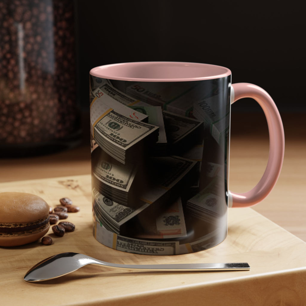 Geldstapel-Tasse | Akzent-Kaffeetasse 325 ml 444 ml, Bargeld-Muster