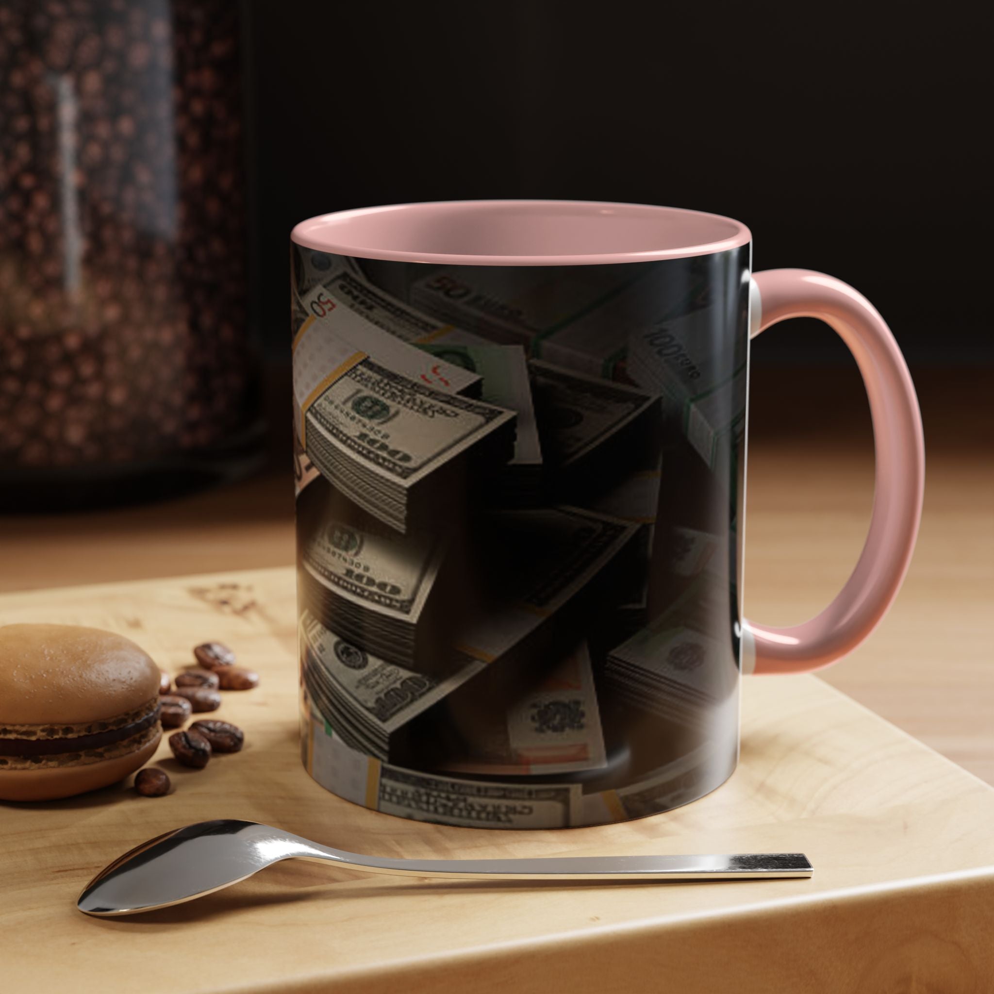 Geldstapel-Tasse | Akzent-Kaffeetasse 325 ml 444 ml, Bargeld-Muster