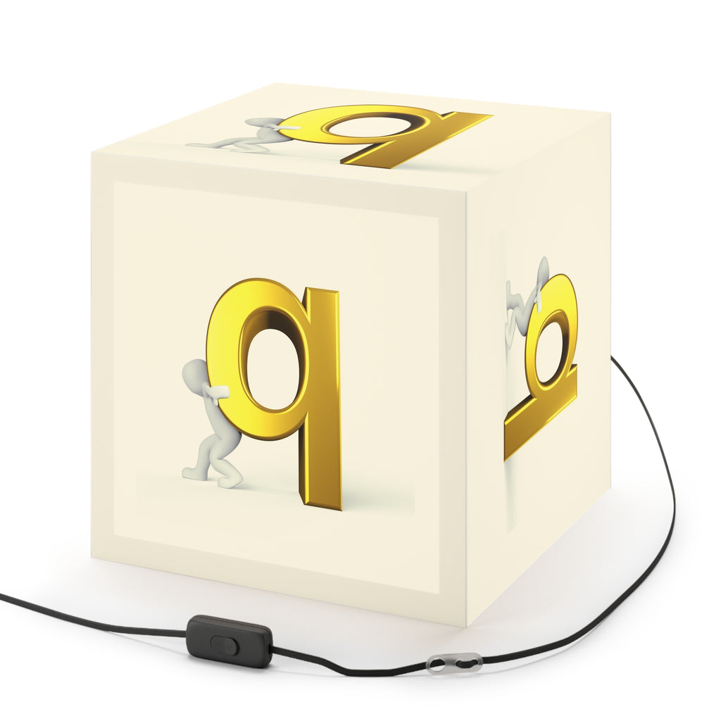 3D Gold Letter Q Design Light Cube Lamp | Alphabet Letter Q Night Light