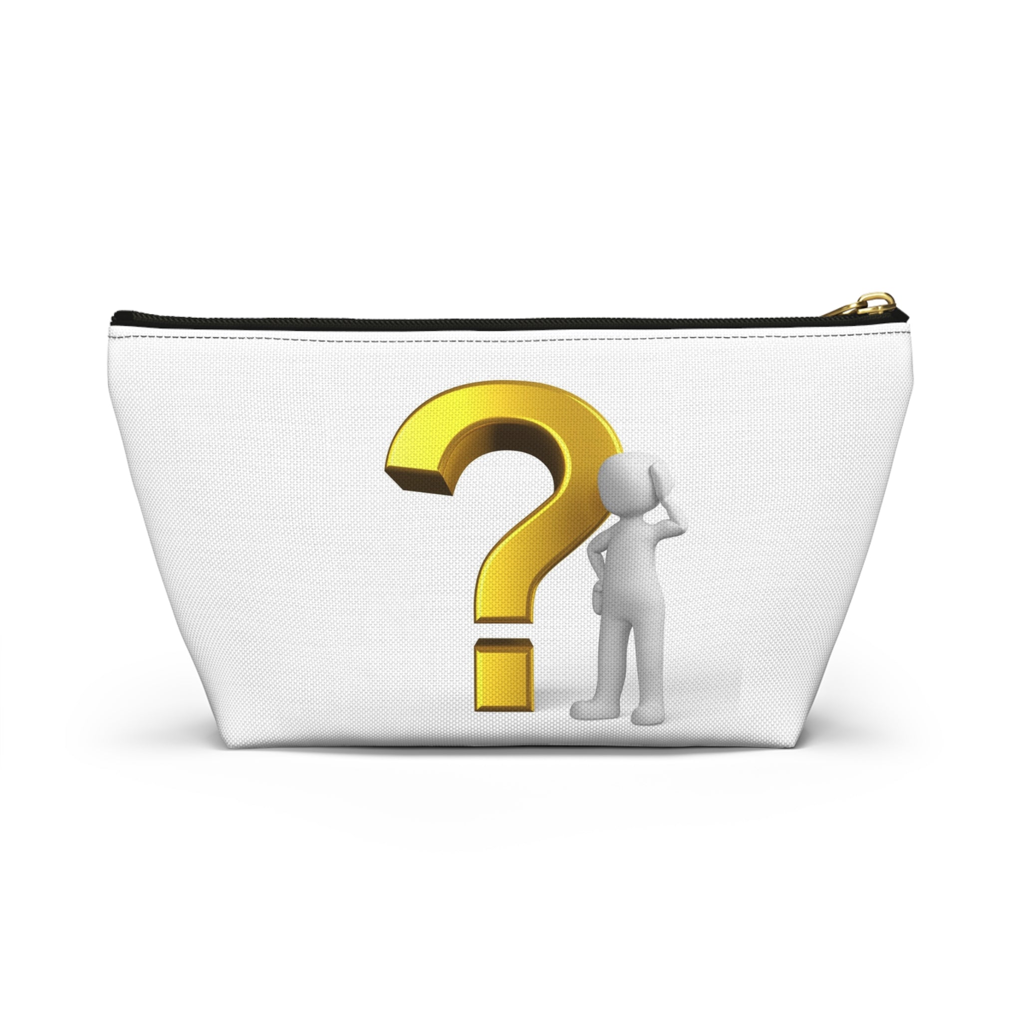 Gold Question Mark with Thinking Figure Accessory Pouch