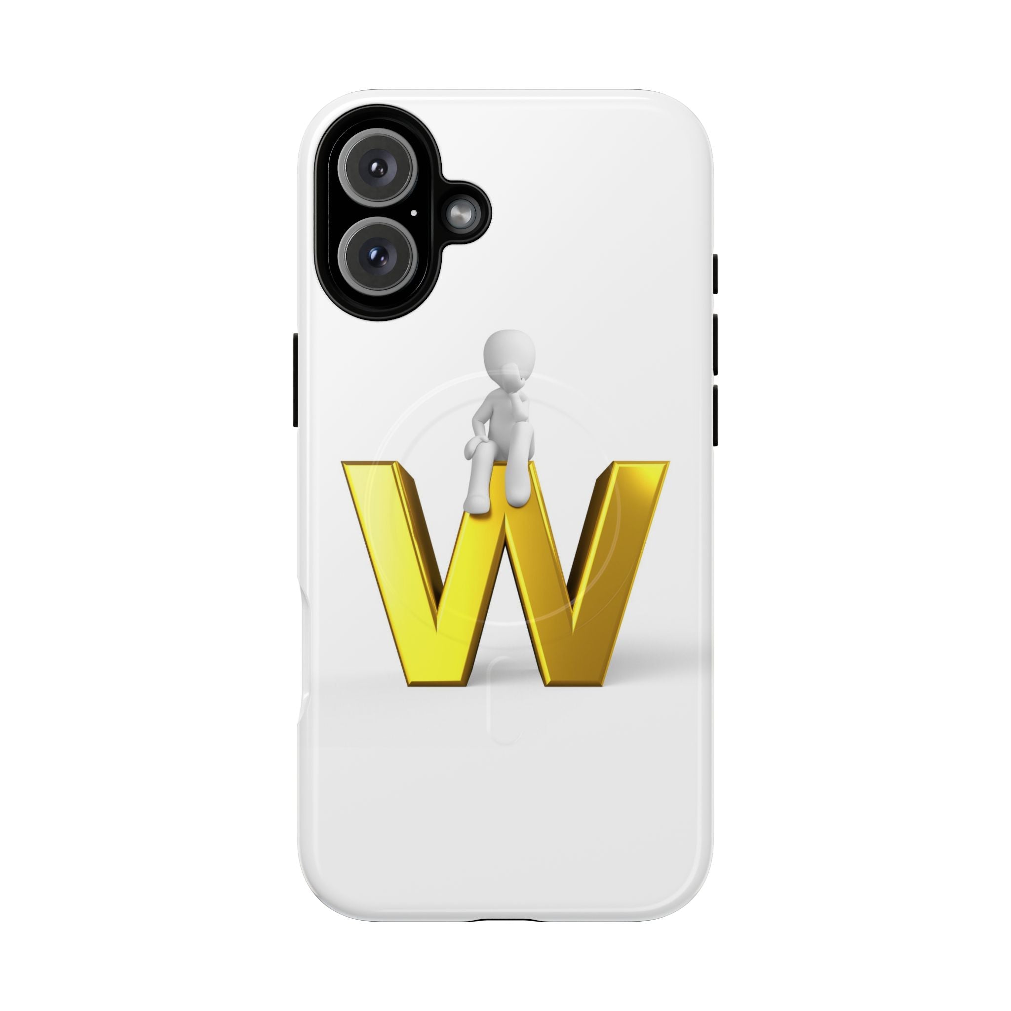 Coque de téléphone magnétique robuste avec figurine 3D sur fond doré