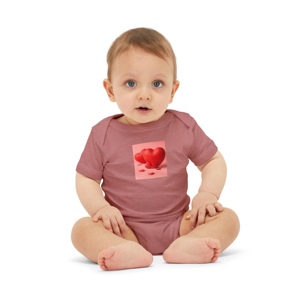 Red Heart Illustration Infant Bodysuit | Cute Valentine Baby Onesie