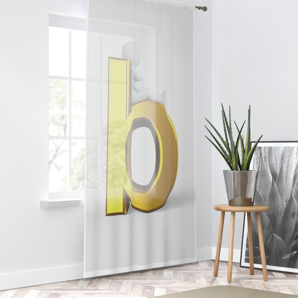 Gold Letter b Window Curtain | Monogram Alphabet Sheer Panel