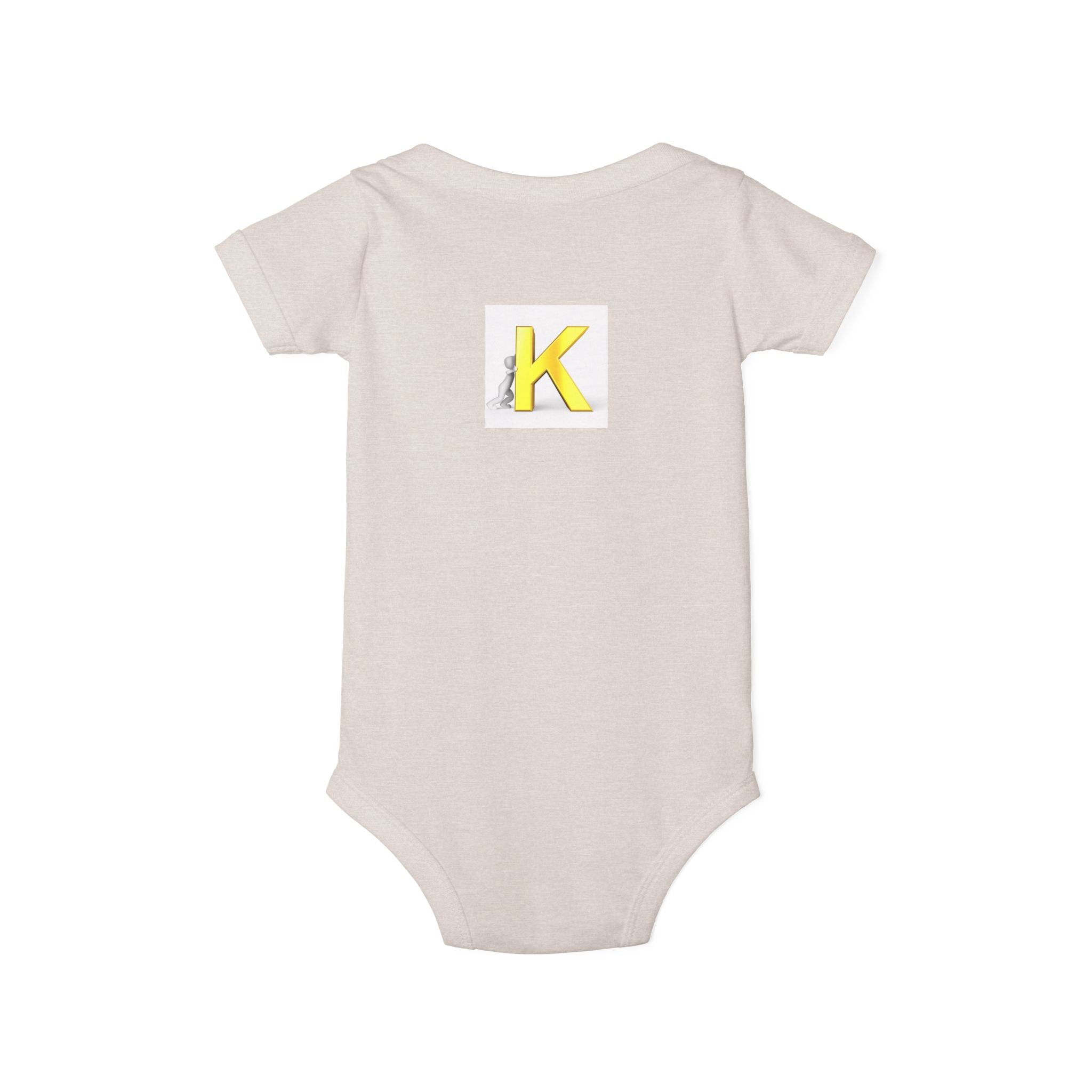 Yellow Letter K Monogram Baby Bodysuit | Infant Onesie Initial