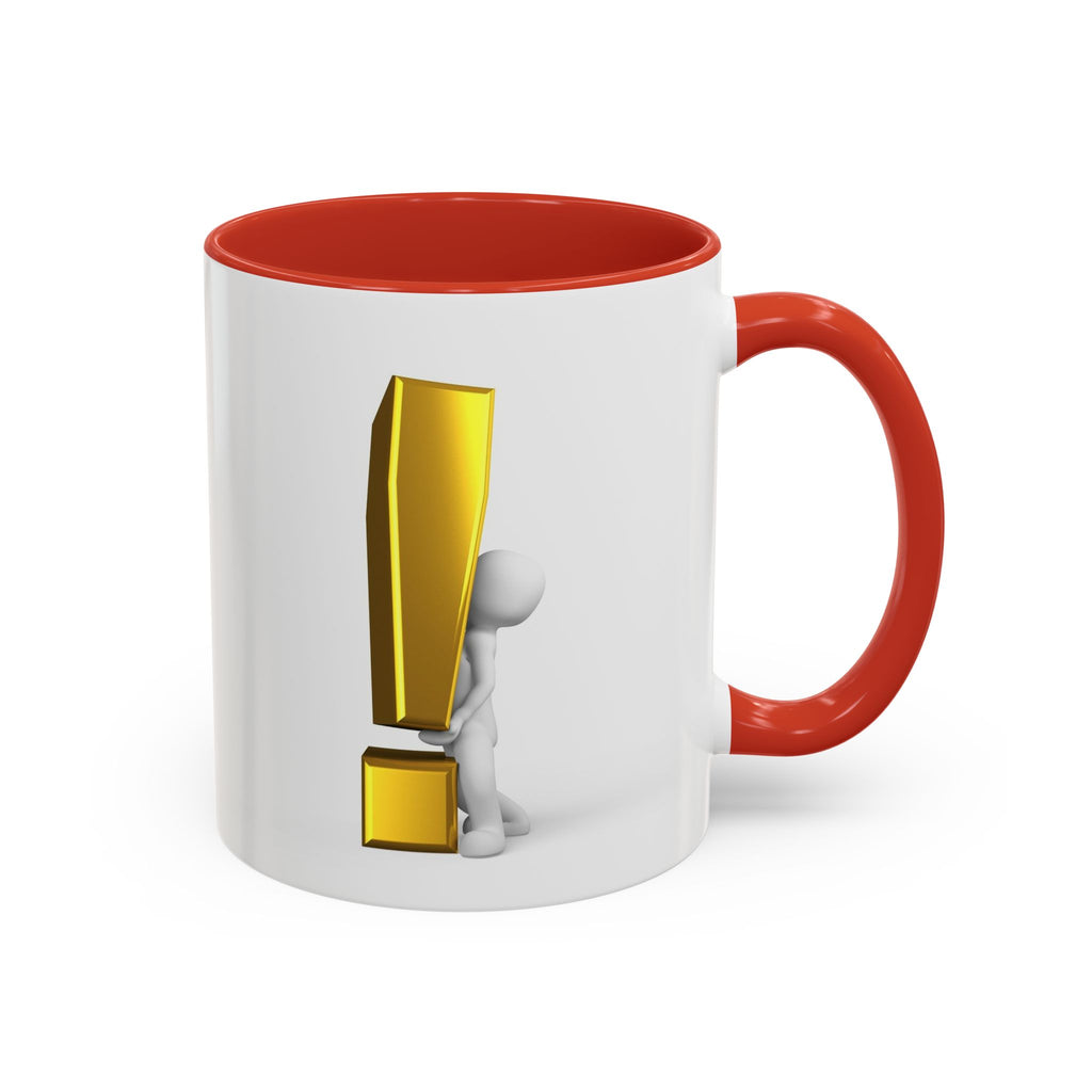 Mug Bonhomme Allumette Tenant un Point d'Exclamation Doré | Mug à Café Original 325ml 444ml