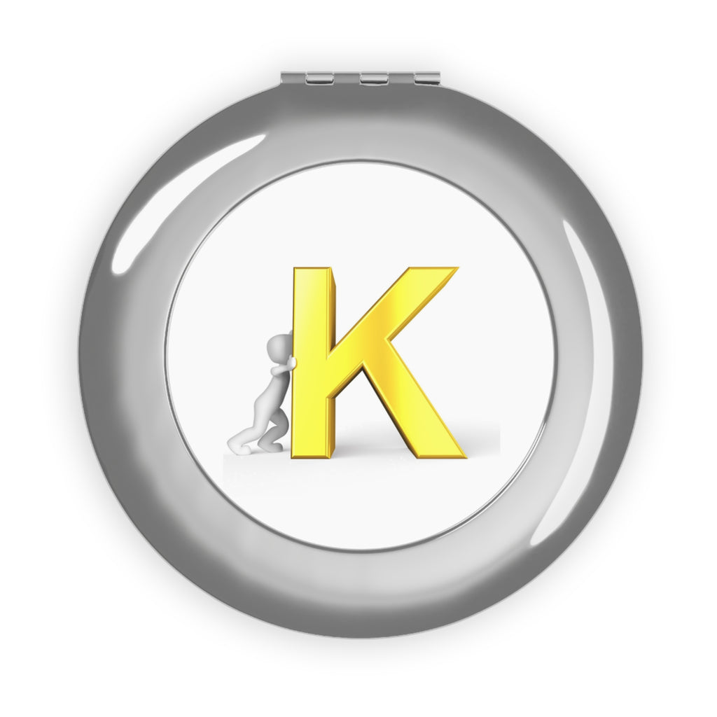 Gold Letter K Initial Compact Travel Mirror | Monogram Makeup Mirror