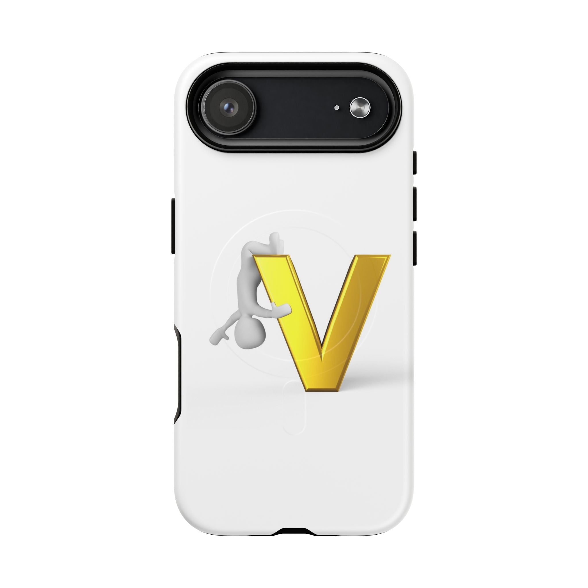 Coque de téléphone aimantée résistante 3D lettre V jaune | Coque iPhone Monogramme V