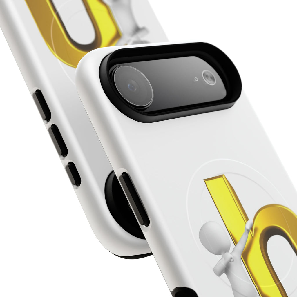 3D Person Pushing Gold Letter h Phone Case | Tough Magnetic Case