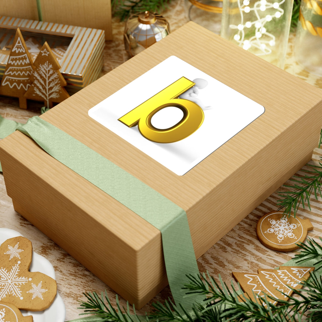 Gold Letter B with 3D Figure Sticker Kiss-Cut Sticker | Monogram Laptop Decal