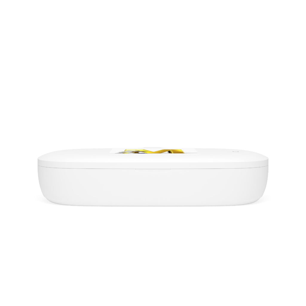 Gold Letter M with Worker Illustration UV Phone Sanitizer and Wireless Charging Pad