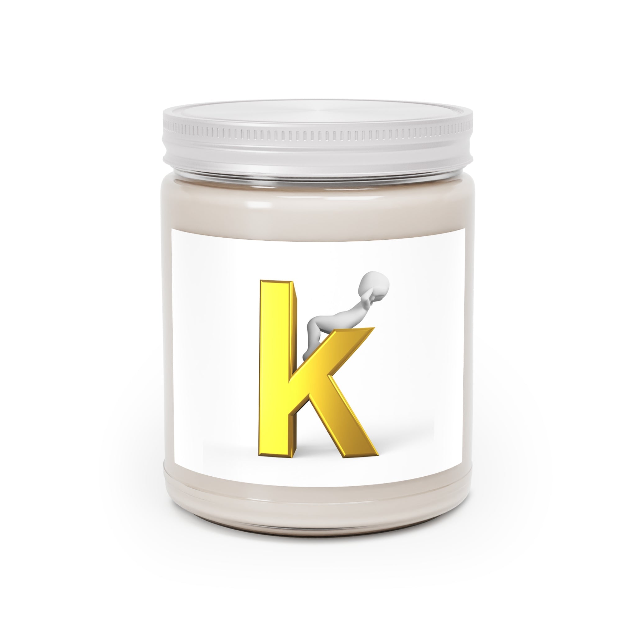 Yellow 3D Letter K Graphic Candle | Soy Candle Jar 9oz