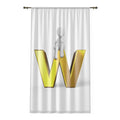 3D Gold Letter W Window Curtain | Letter W Decorative Sheer Curtain