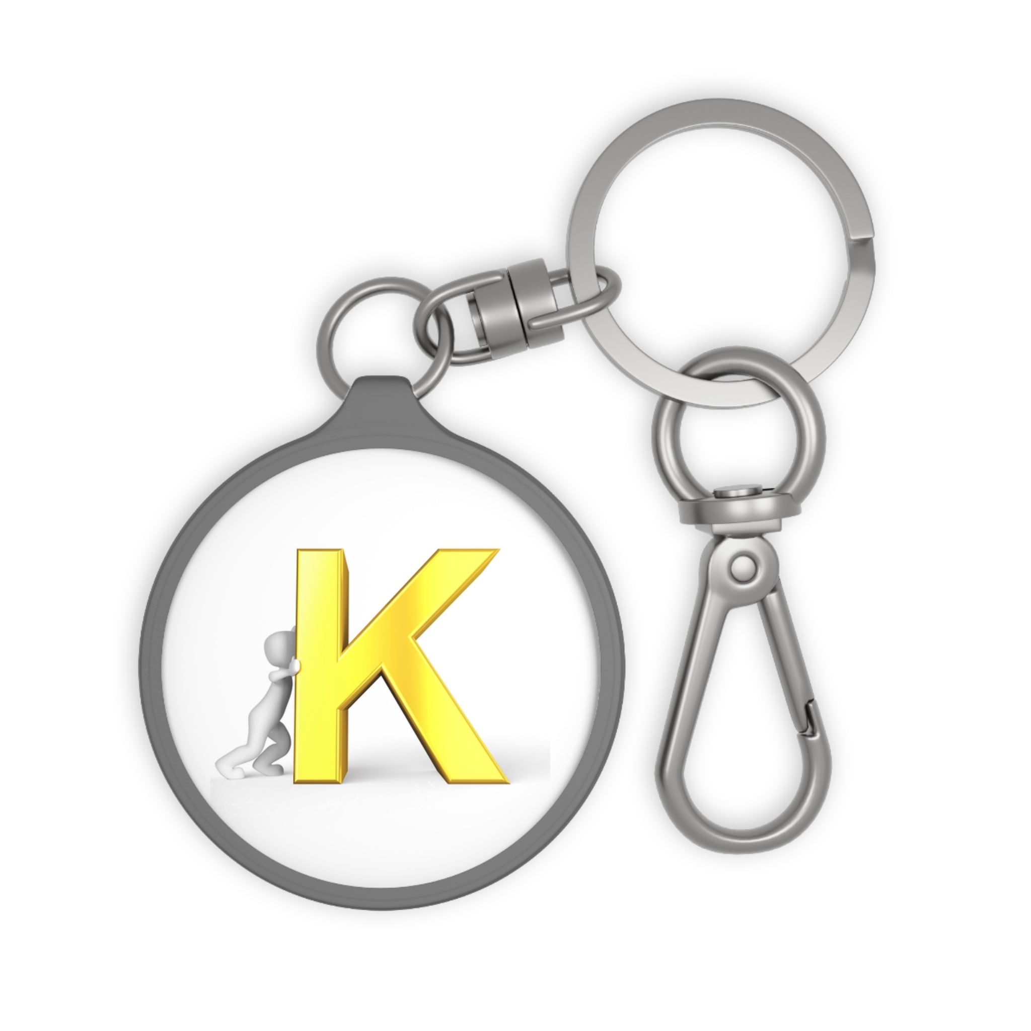 Yellow Letter K Monogram Keyring Tag | Initial Keychain