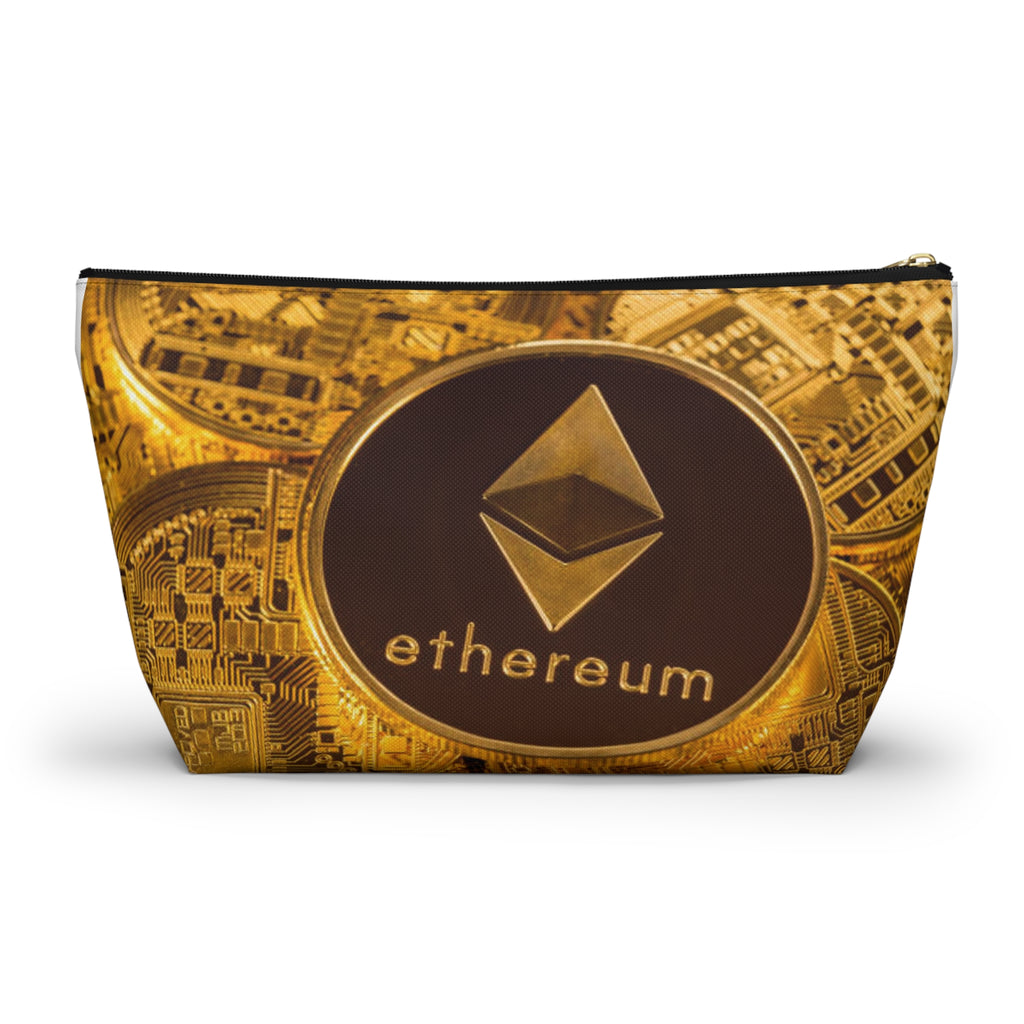 Ethereum Coin Accessory Pouch | Crypto Makeup Bag, T-Bottom Zipper Pouch