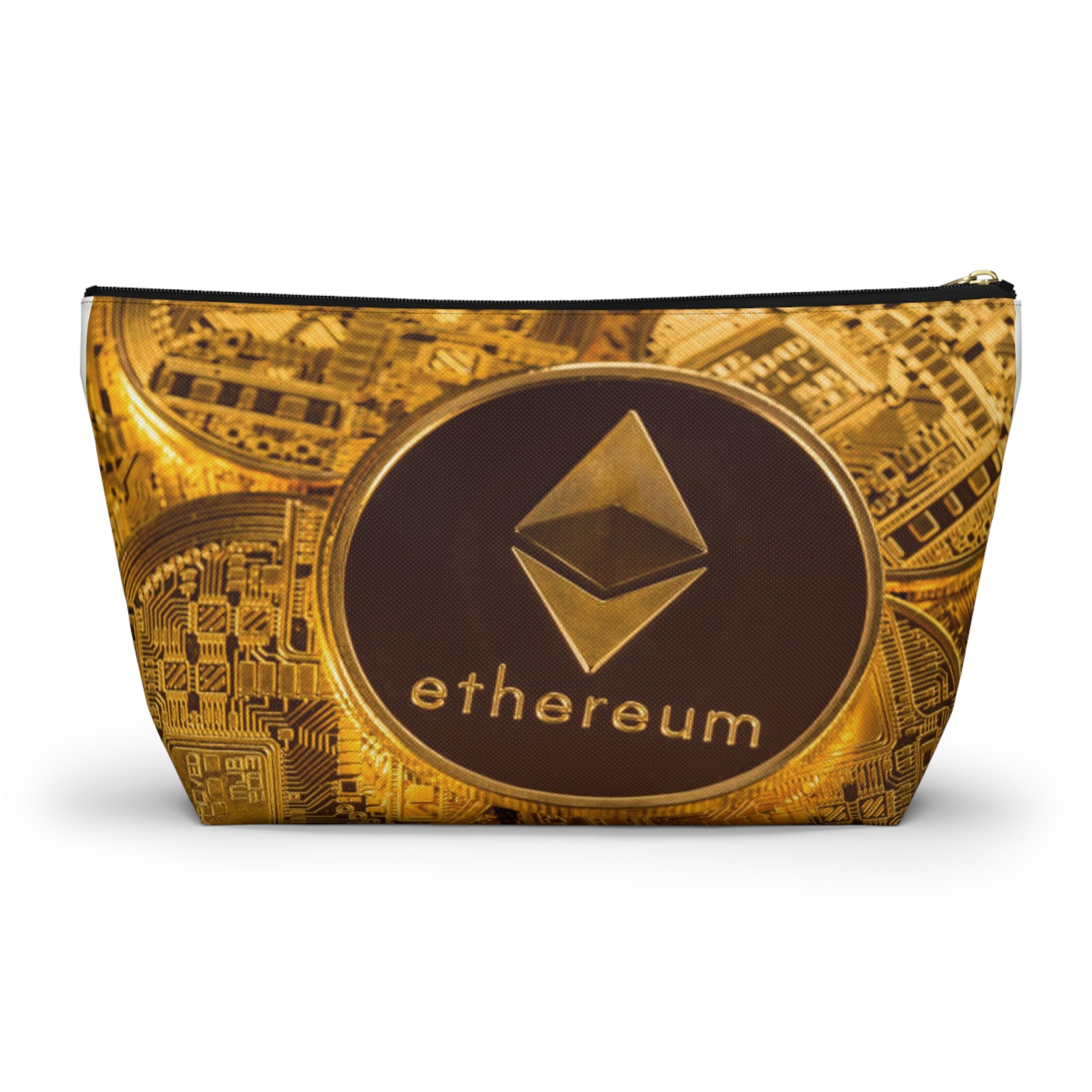 Ethereum Coin Accessory Pouch | Crypto Makeup Bag, T-Bottom Zipper Pouch
