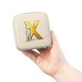Gold Letter X Monogram Jewelry Travel Case | Compact Pink Organizer